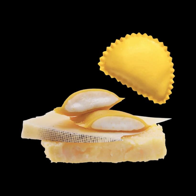 Raviolotti con polenta e "Montasio DOP"