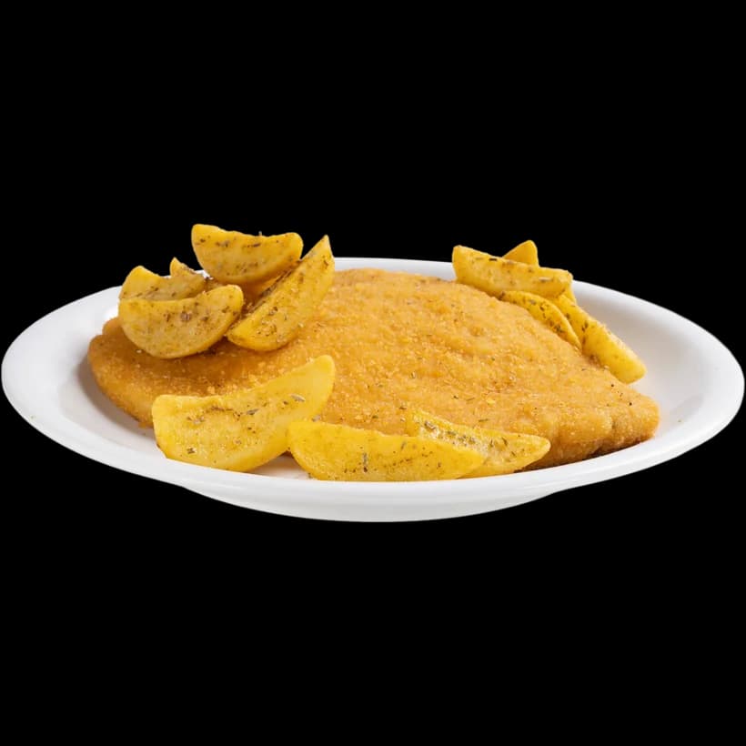 Cotoletta di pollo con patate a spicchio