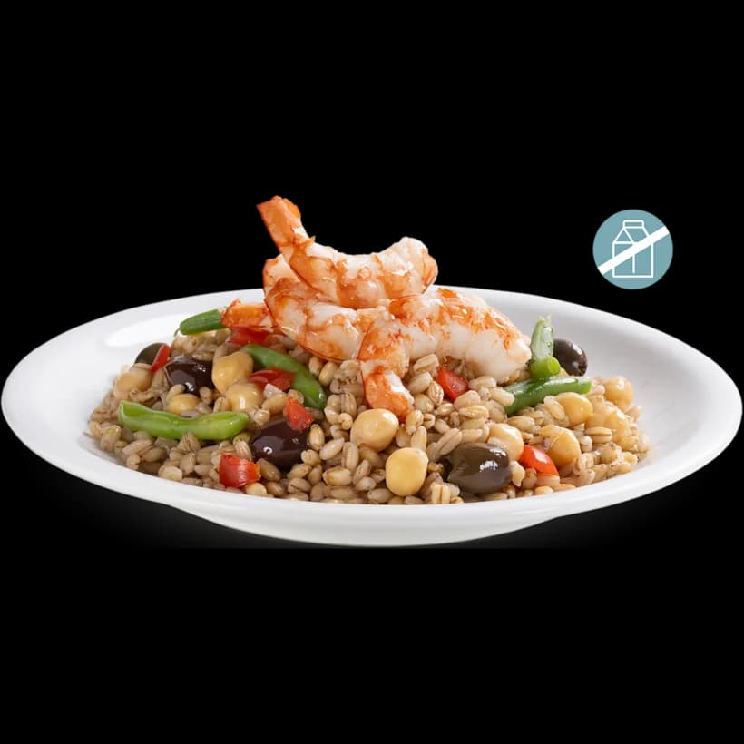 Orzo con gamberi e verdure