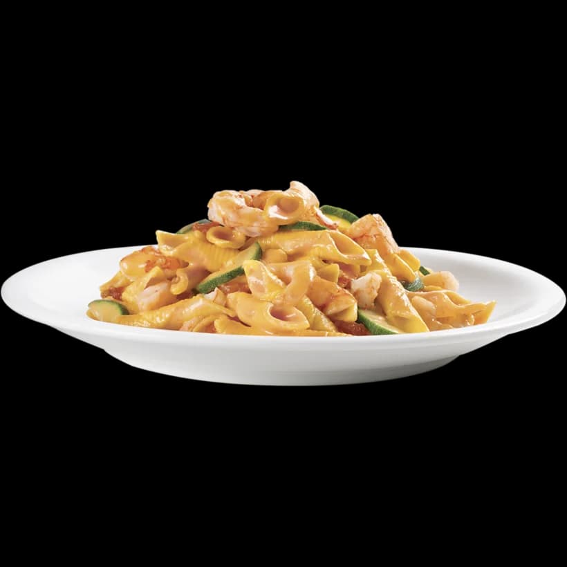 Garganelli gamberi e zucchine
