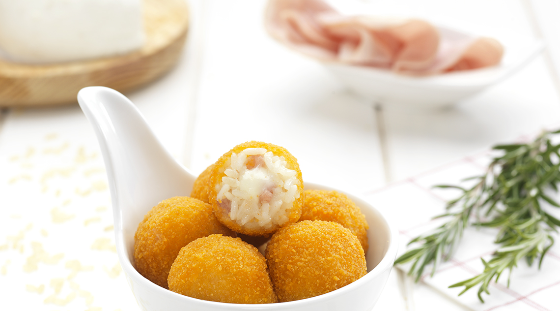 Arancino bianco con Prosciutto e Mozzarella